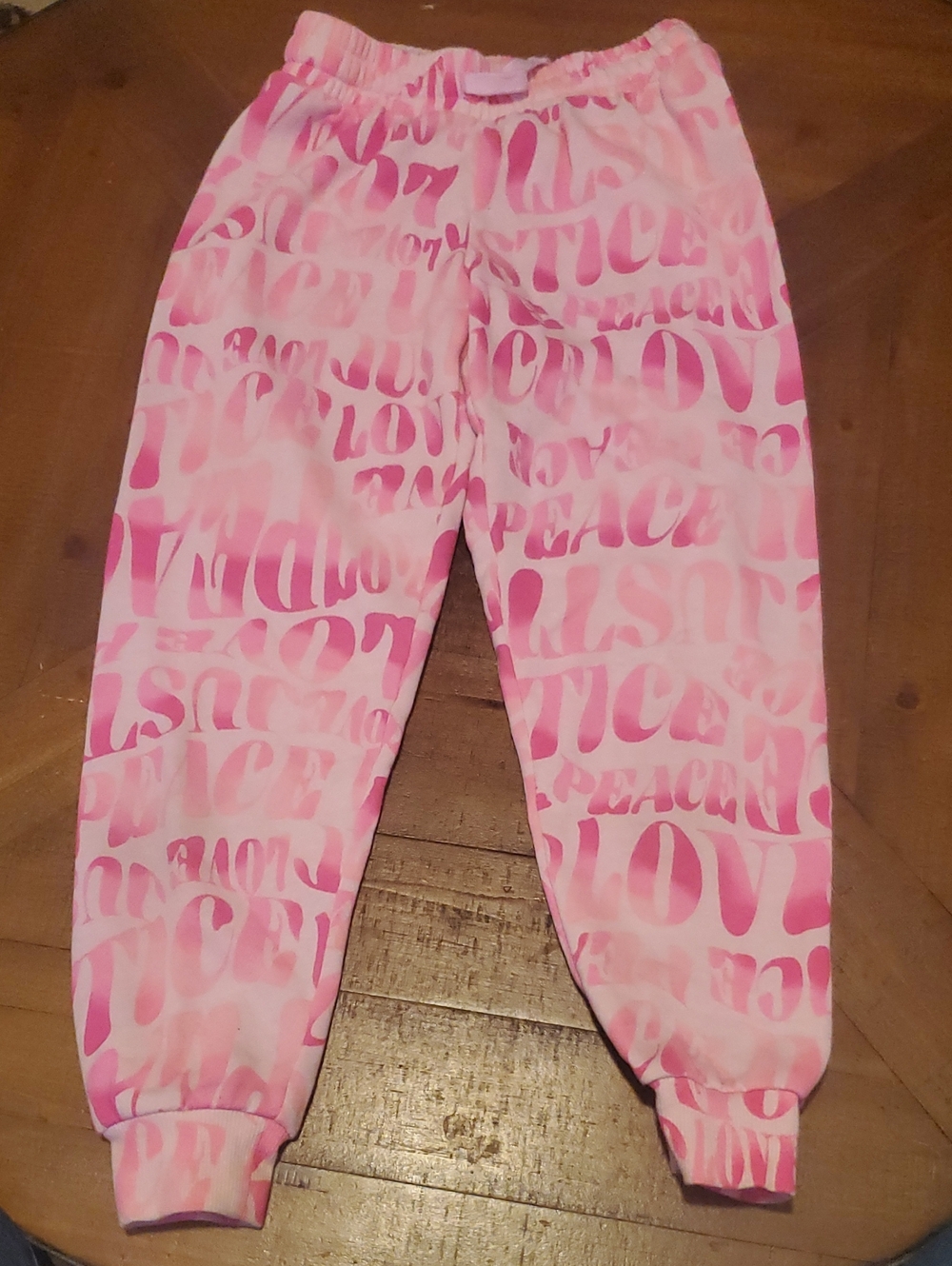 Justice Pink Ombre 'Love Peace' Graphic Sweatpants
